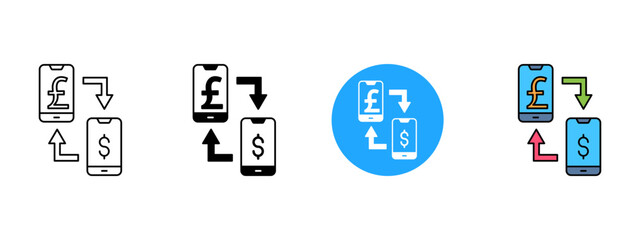 Exchange Icon &ndash; Line, Glyph, Fill & Background Styles

