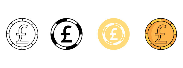 Pound Sterling Icon – Line, Glyph, Fill & Background Styles

