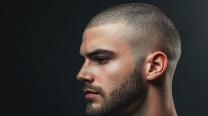 Naklejka premium Man with bald fade and short hairline, clean modern look