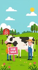 Obraz premium Farm for Sale: Idyllic Countryside Scene
