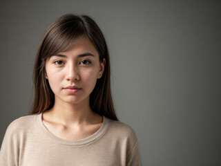 Fototapeta premium Portrait of a Young Woman in Beige Sweater