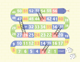 Ladder snakes game,Funny frame for children,Vector illustrations.