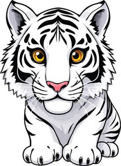 Fototapeta premium Cute cartoon a illustrator vector white tiger