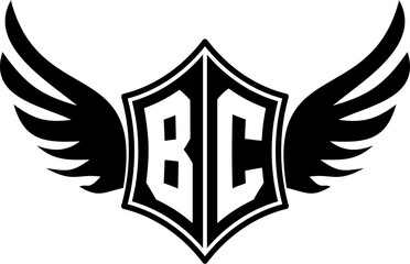 BC logo emblem with winged and shield template