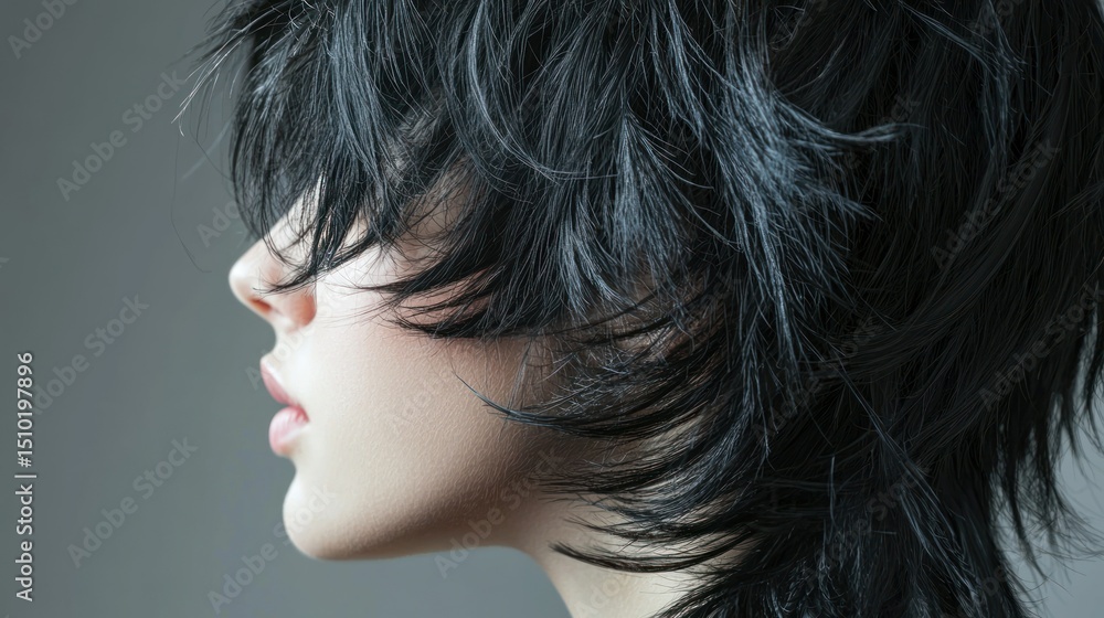 Poster side view of feathered layers with bouncy texture