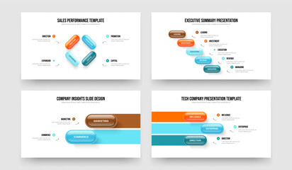 Project Insight Four Five Two Three Element Diagram Slide Layout Vector Illustration Collection. Professional Introduction 4 5 2 3 Step Infographic Frame Design Set.