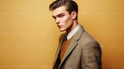 Stylish man with classic pompadour and sharp outfit