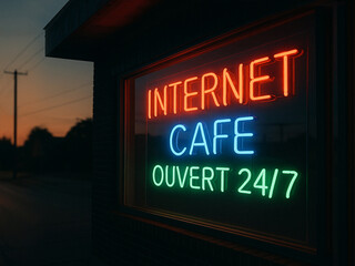 Obraz premium Enseigne néon d'un Internet Café.