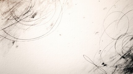 Abstract Black Scribbles on White Textured Background