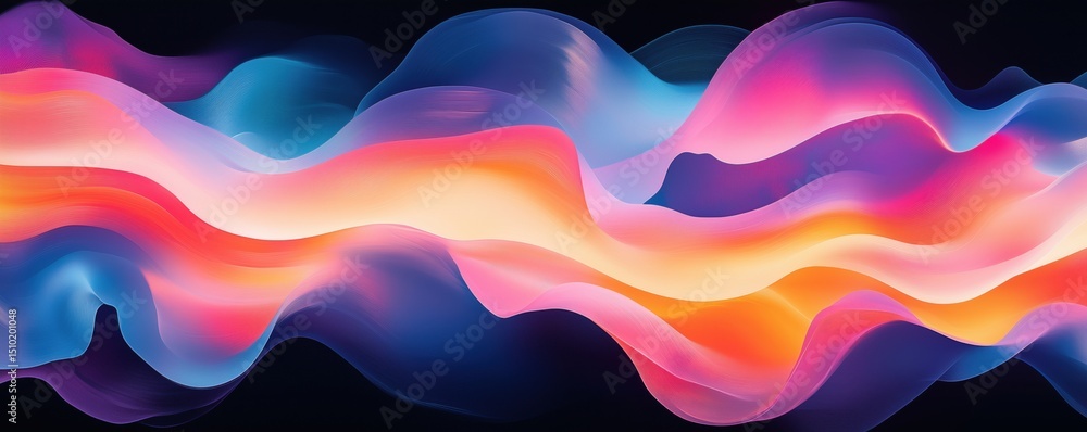 Poster colorful abstract wave patterns with vibrant hues and smooth gradients