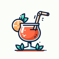 Citrus cocktail glass with straws