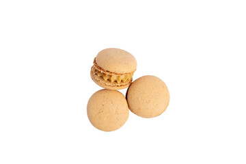 Three beige macarons – PNG, top view, isolated on transparent background