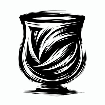 black brushstroke vase on white background clip art preview