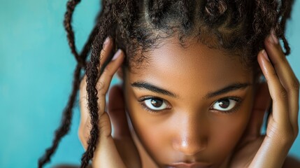 Teen with detailed African threading and natural expression