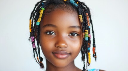 Teen with detailed African threading and natural expression
