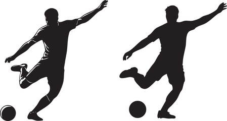 Soccer player kick silhouette vector sport football action athlete