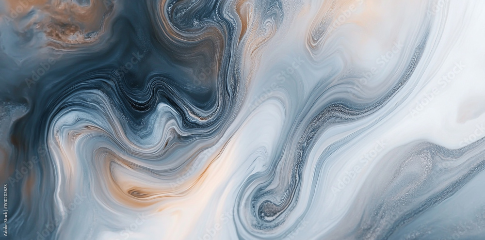 Poster a top-down view of an abstract marble pattern with swirling patterns in neutral tones. the design fe
