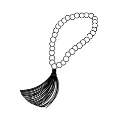 hand drawn outline illustration of prayer beads isolated on white background