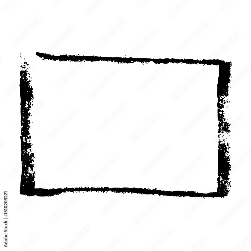 Aufkleber hand-drawn rectangular frame with rough brush strokes, sketchy pencil and chalk outline, scribbled s