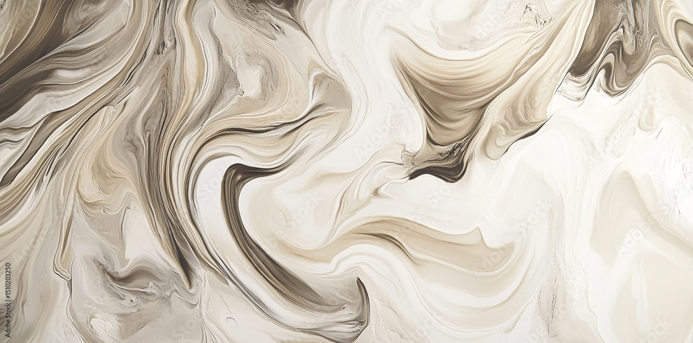 Poster a top-down view of an abstract marble pattern with swirling patterns in neutral tones. the design fe