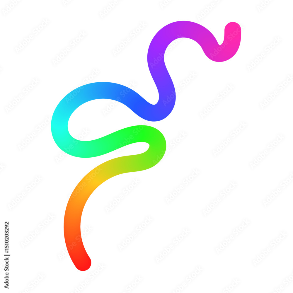 Poster abstract wavy lines with colorful gradient ribbon shapes, organic squiggle pattern, playful doodle e
