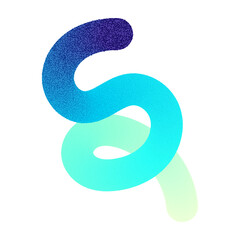 Fototapeta premium Abstract fluid gradient shape with 3D liquid brush strokes, blurred neon waves, holographic color blend design. Flat vector illustration isolated on white background.