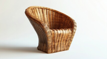 Fototapeta premium Wicker chair on white background with modern design elements