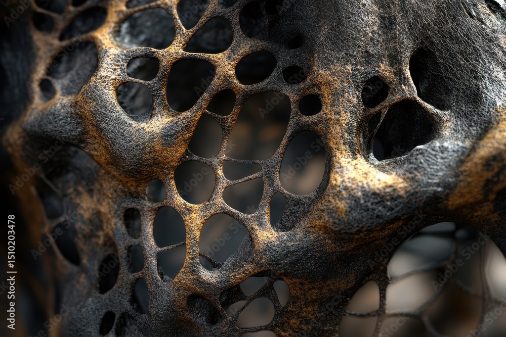 Poster abstract cellular structure: a mesmerizing display of organic shapes and textures, resembling intric