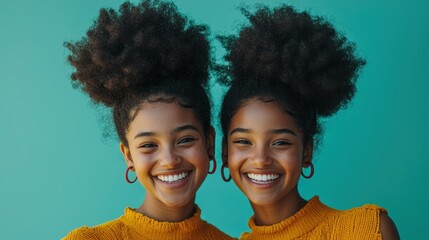 Teen with twin afro puffs and playful smile