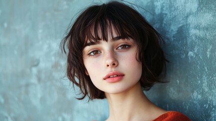 Teen with voluminous short layers and bright top