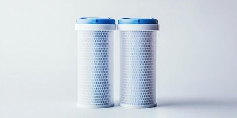Water filter cartridge for plumbing on white background