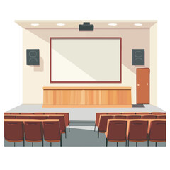 Seminar Room vector 2D flat illustration, isolated on a white background.