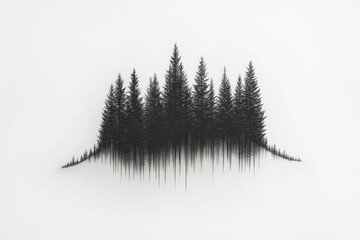 Whispering Pines: An artistic illustration of a grove of majestic pine trees. Its silhouetted against the soft and gentle ambience. 