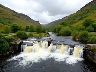 Stainforth Force waterfall on the River Ribble near Little Stainforth in the Yorkshire Dales.