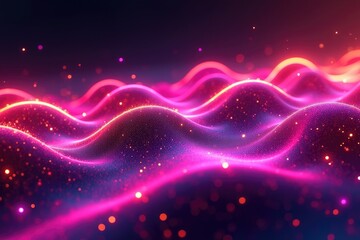 Fototapeta premium Vibrant Pink and Orange Abstract Wave Background Digital Art