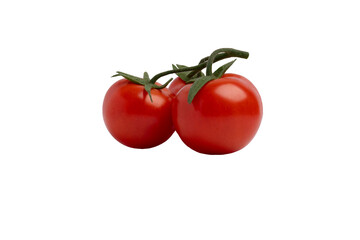 Two cherry tomatoes on vine – PNG, front view, isolated on transparent background