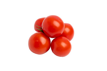 Five cherry tomatoes – PNG, top view, isolated on transparent background