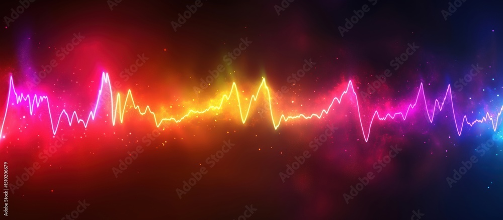 Poster colorful sound wave visualization with vibrant gradients and dynamic patterns