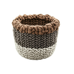 Obraz premium Hand Knitted Basket with Three Color Pattern isolated on white background
