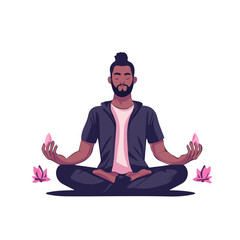 Lotus Position 2D flat vector illustration, isolated on a white background.