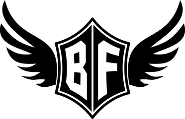 BF logo emblem with winged and shield template