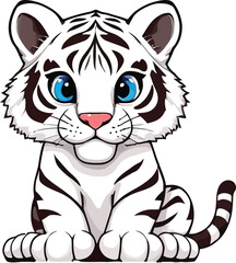 Fototapeta premium Cute cartoon a illustrator vector white tiger