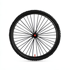 Fototapeta premium Black Bicycle Wheel with Spokes on White Background