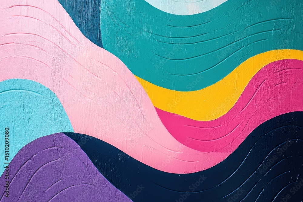 Poster abstract textured wave: a vibrant, textured artwork composed of flowing, undulating wave forms in a 