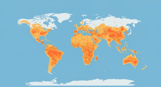 Global Population Density Map: A Visual Representation of Human Distribution Across the Continents