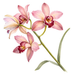 Fototapeta premium pink orchid isolated on isolated on transparent background