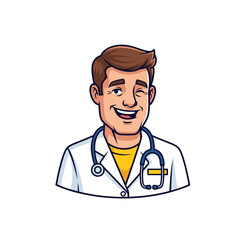 Fototapeta premium Happy Male Doctor Pixel Art Portrait Illustration