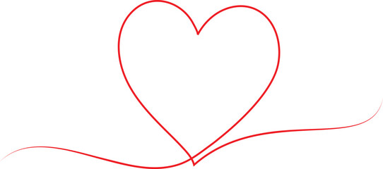 Heart icon hand drawn. Heart continuous red line drawing. one line art sketch heart. Symbol love.