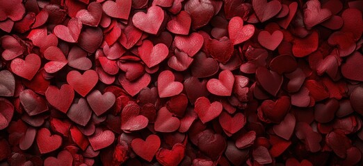 Red Heart Shapes Background for Romantic Themes and Celebrations