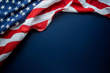 American flag waving on dark background with vibrant colors Generative AI